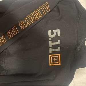 5.11 Tactical Black Pullover Hoodie with Gray Tag Detail